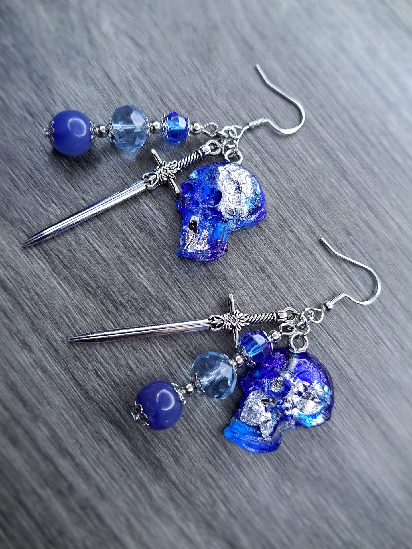 Blue Skull charm s925 sterling silver earrings