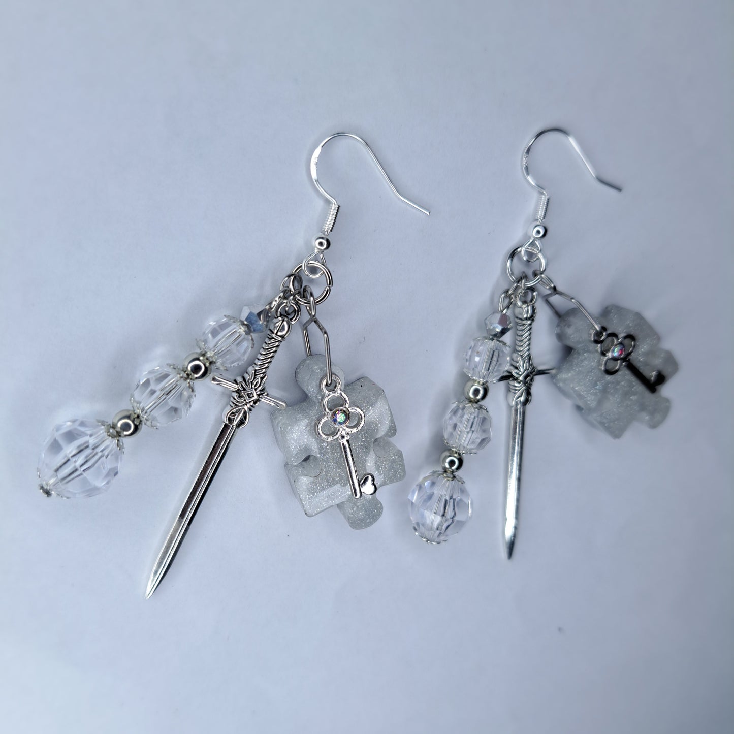 Puzzle charm s925 sterling silver earrings