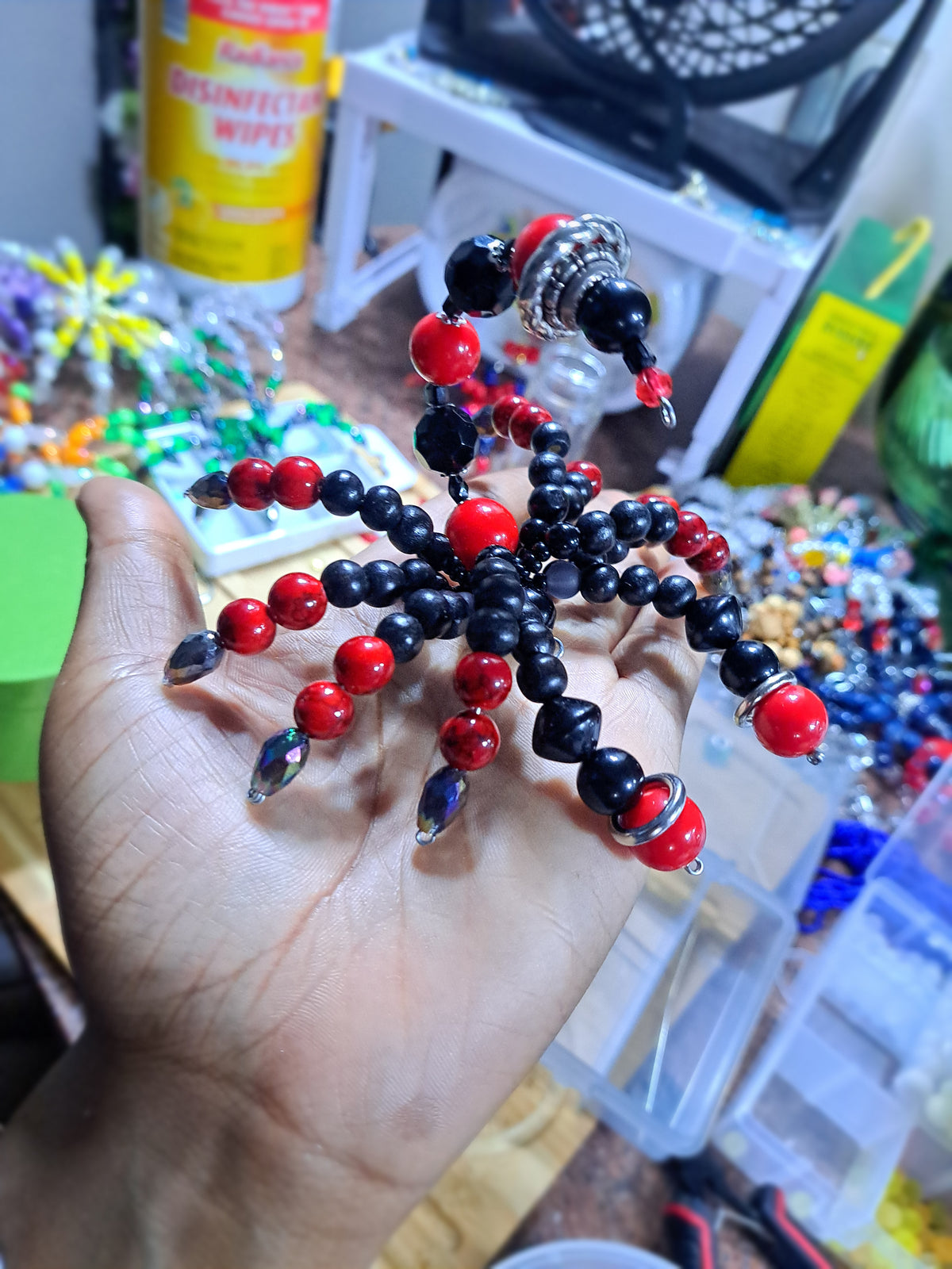 Custom Beaded spider & scorpion keychain