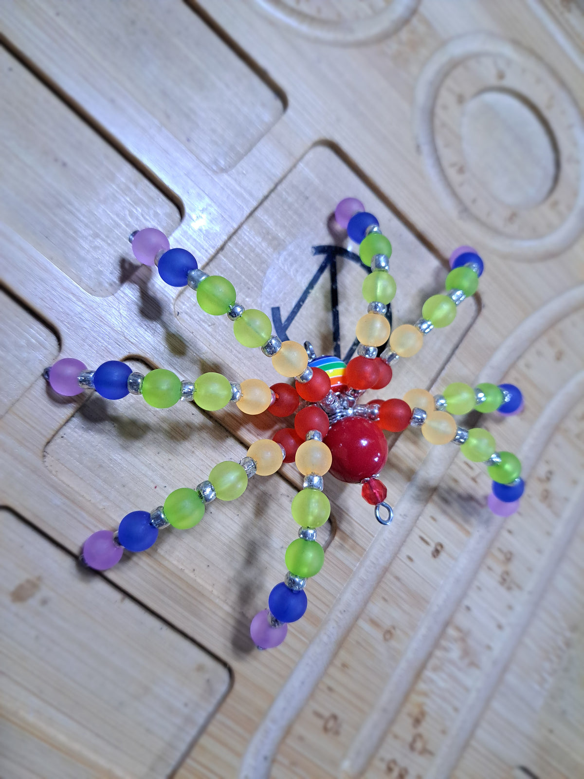 Custom Beaded spider keychain & 2 pair of earrings
