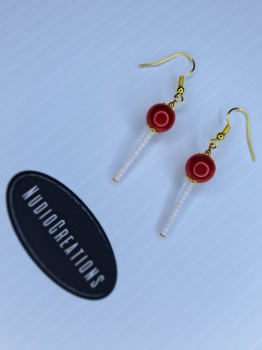 Red beaded stainless steel handmade earrings