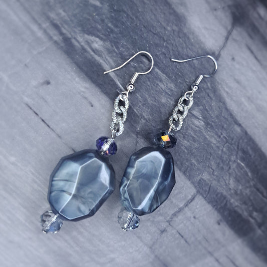 Grey Beaded earrings