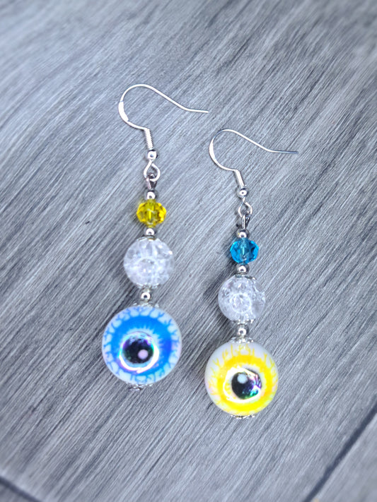 S925 sterling silver eyeball beaded earrings
