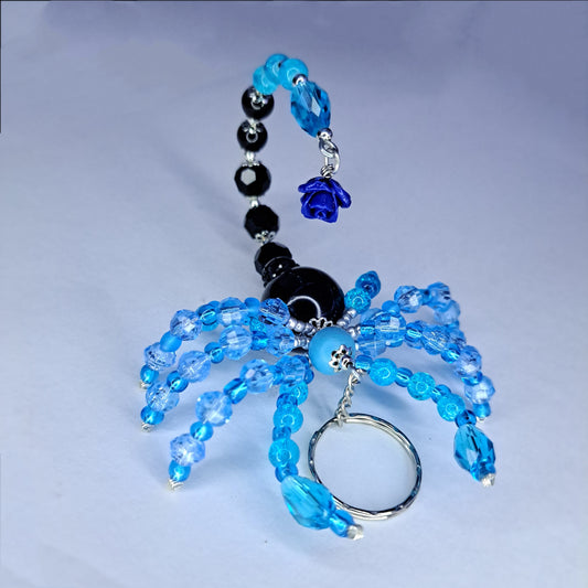 Blue & black rose stainless steel Beaded scorpion keychain
