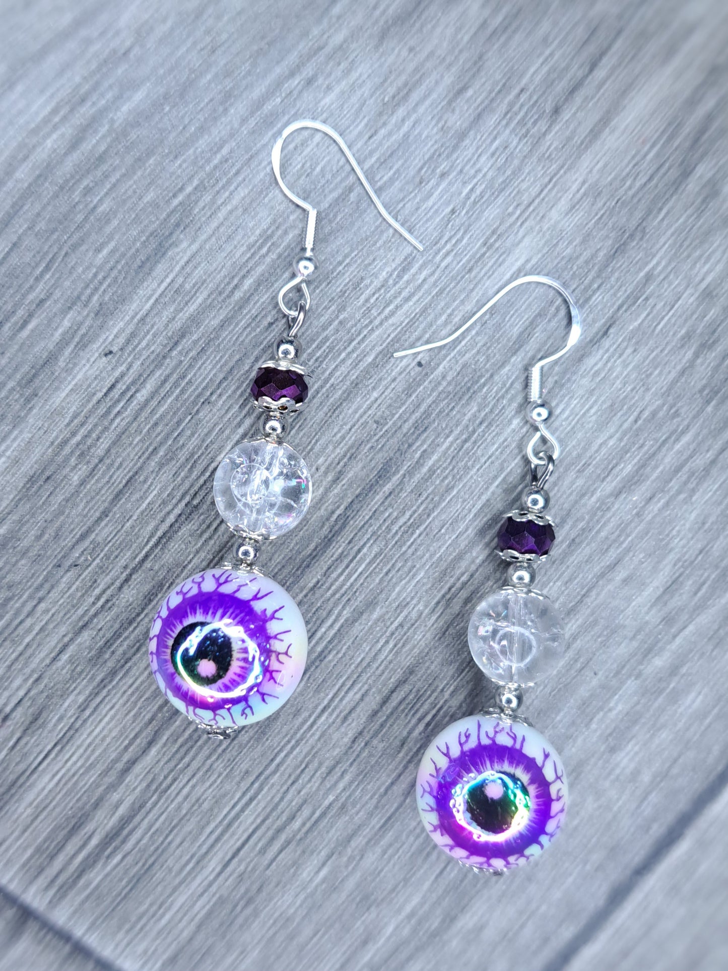 S925 sterling silver eyeball beaded earrings