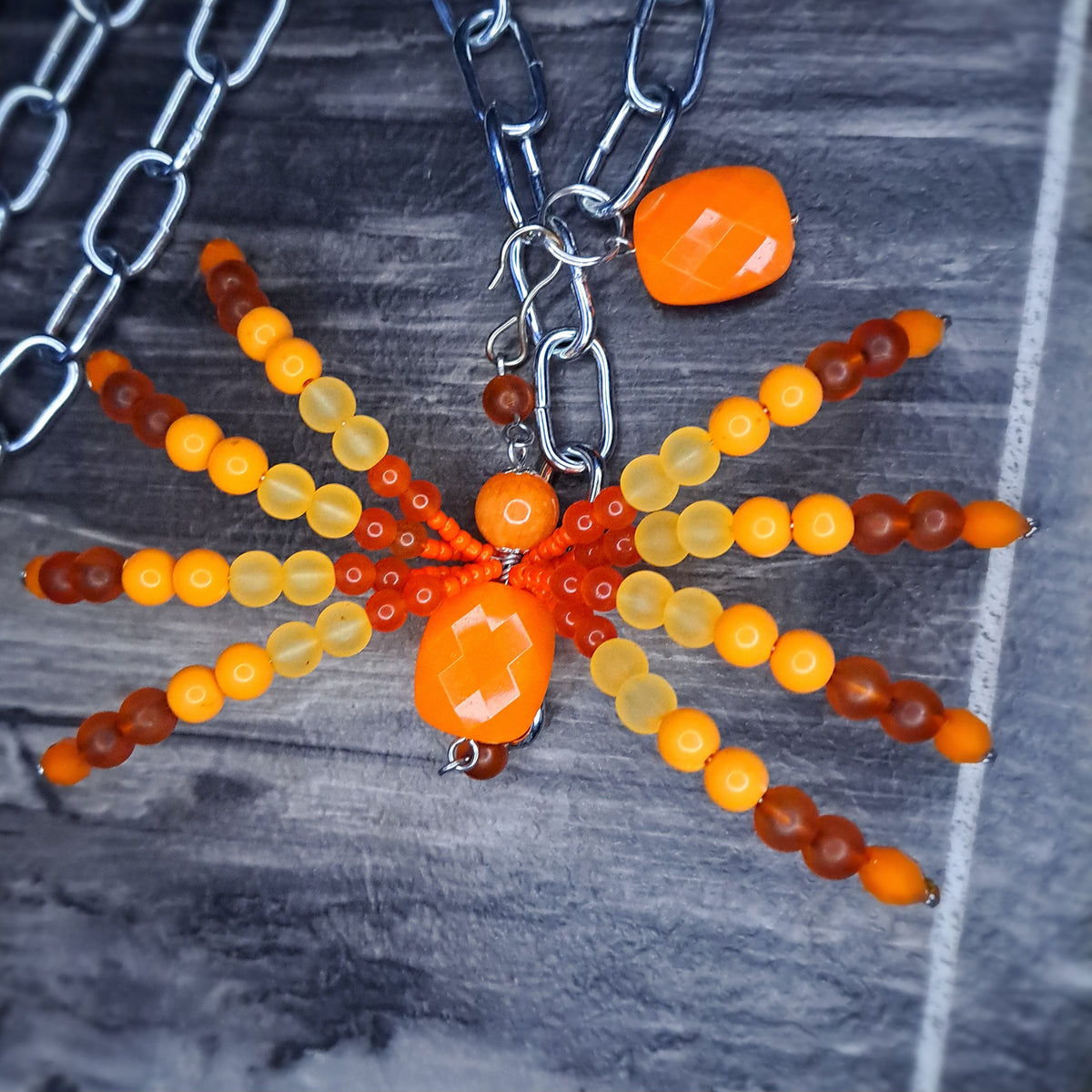 Orange Beaded spider body chain 5ft