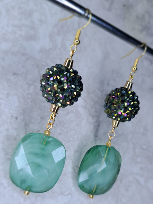 Mint & gold earrings Earrings – Handmade/upcycled Beads & Stainless Steel